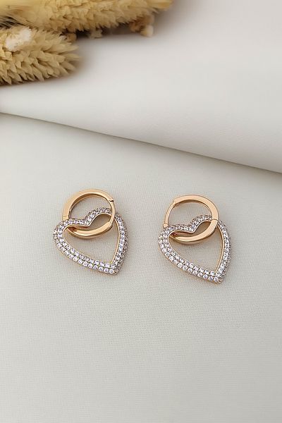 COSİTA Zircon Stone Heart Snap Clip Luxury Modern Stylish Earrings