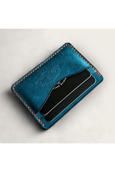 DeriBoss Milano Turquoise Genuine Leather Minimal Card Holder