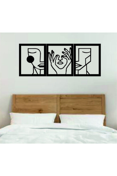 3 Pieces Aesthetic Women's Face Decorative Wooden Painting