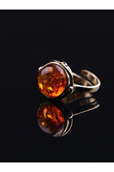 esha Doğal Taş Kehribar Doğal Taşlı Ayarlanabilir Yüzük