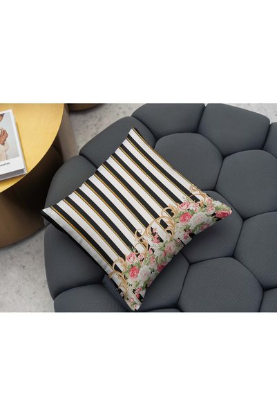 menesahome غطاء وسادة مطبوع رقميًا مزخرفًا بنمط Pink Rose Vitange