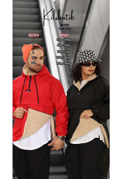 KİLSBUTİK KANGAROO POCKET COAT WITH FUR INSIDE WATERPROOF UNISEX