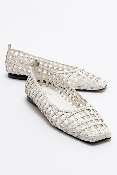 LuviShoes ARCOLA Weiße gestrickte gemusterte Ballerinas für Damen