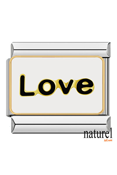 Naturel Tılsım Italyan Paslanmaz Çelik 9mm Love Charm