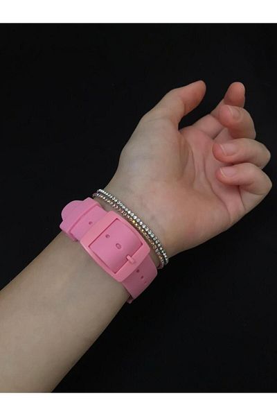 Brality Unisex Wristwatch Pink Silicone Strap Calendar Wristwatch 0001