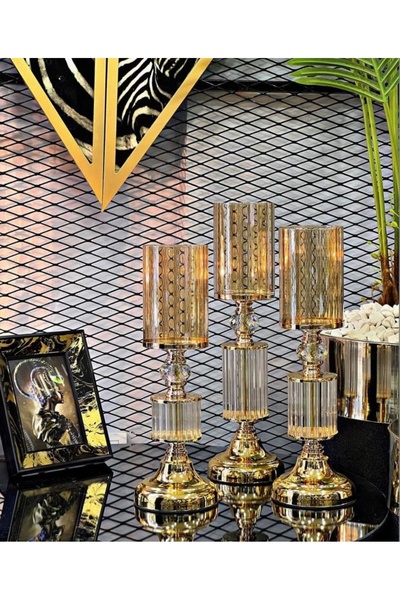 Santara Avangard Gold 3'lü Şamdan