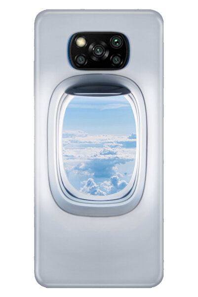 POCO X3 NFC - X3 Pro Uyumlu Kılıf Desenli Baskılı Silikon Uçak Pencere