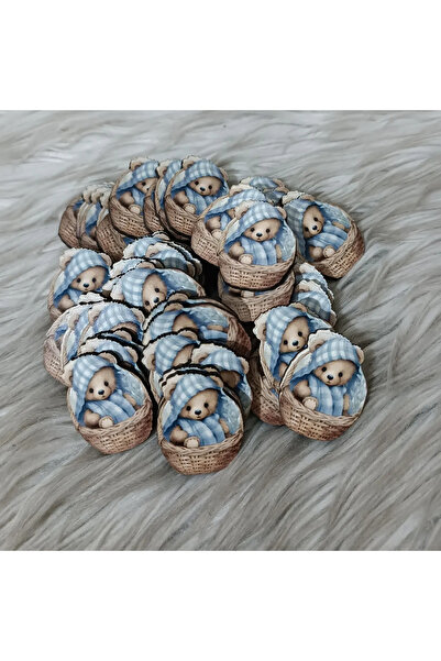 doğrukan 25 Adet Sepette Oturan Ayıcık 4 cm Uv Baskılı Figür Hediyelik Süslem...