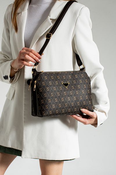 Rosmod Women's Bitter Brown Three Compartment Shoulder Cross Strap Quality Bag