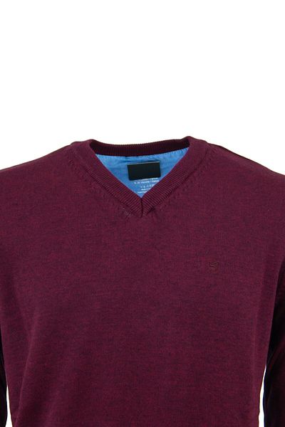 Oppland Men's Winter V-Neck Embroidered Long Sleeve Solid Color Comfortable Cut Lycra Cotton Woven Sweater