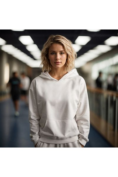 BEETON Απλό λευκό χρώμα Basic με κουκούλα Unisex Oversize φούτερ