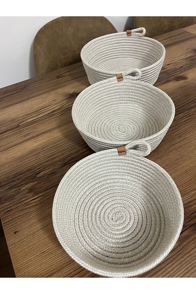 Namteks 25x10-23x9-20x8-3-Piece Basket Set Bathroom, Kitchen, Room Organizer - Handmade Decorative Basket