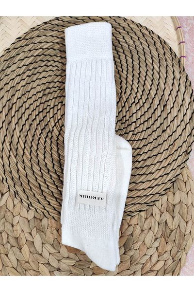 erceys Women's Cotton 1 Pair Thick Sole Towel Patterned Knee High Airobic Socks