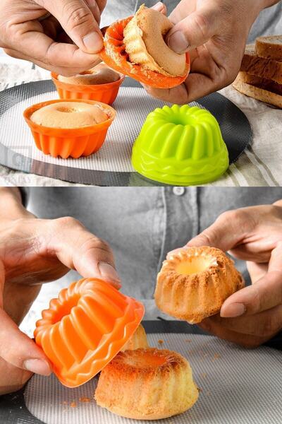 QNİAY Silicone Baking Mold 6-Piece Mini Cake Mold 3D Cookie Pastry Muffin Molds