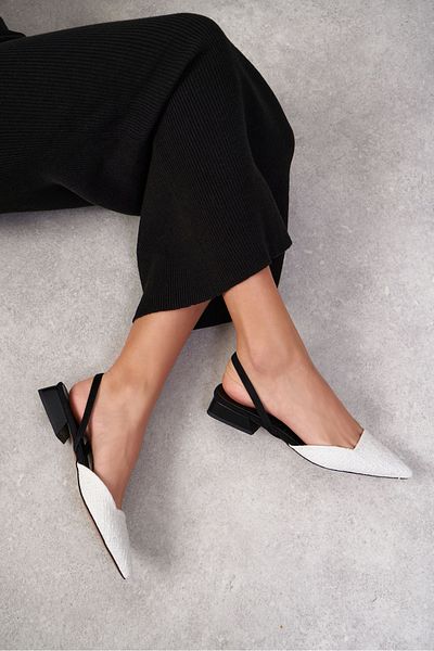 NİŞANTAŞI SHOES Elvira Damen-Ballerinas mit weißem Kelim-Rücken, elastischem, spitzem Zehenbereich