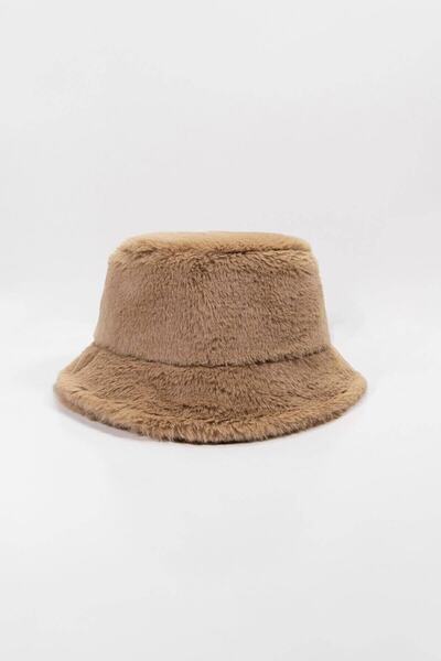 TOBAİ Soft Textured Rabbit Fur Plush Bucket Hat