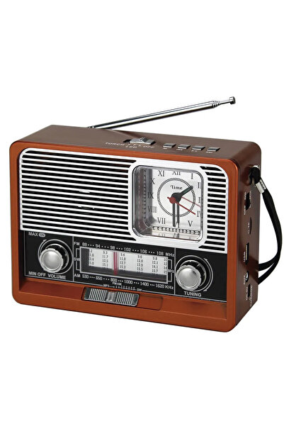 LEERFEI Nostalji Bluetooth Hoparlör Led Işıklı Saatli Fm Radyolu Sd Kart Ve U...