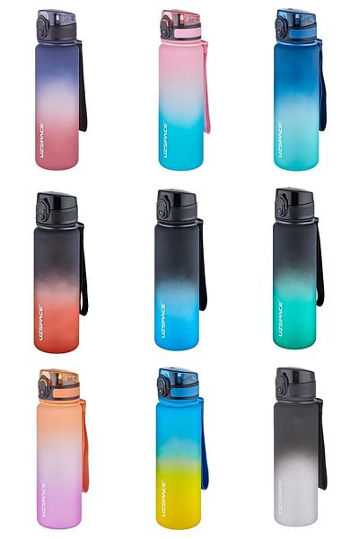 Uzspace 500ml Orange-purple Double Color Motivational Water Bottle Softtouch Ff Collection Tritan Water Bottle