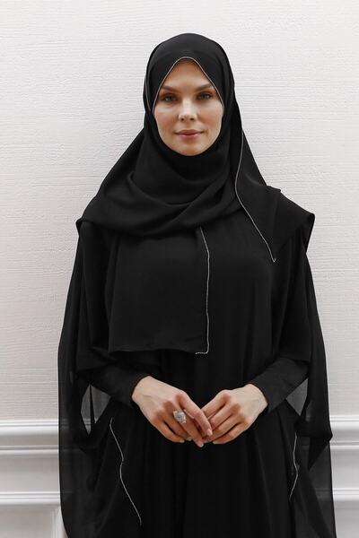 Clasp Çılga Ipek Zincir Şal / Siyah /hediye Paketli