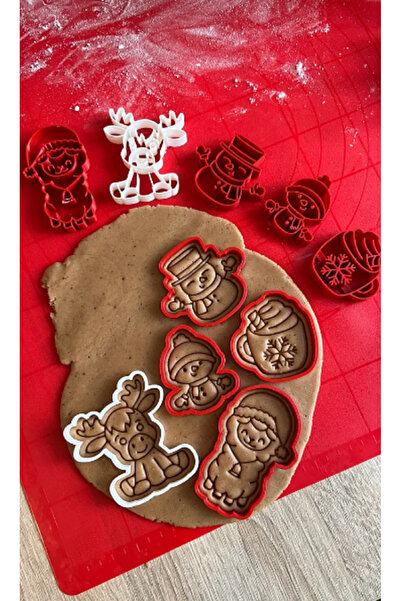 Rapithwin مجموعة قوالب كوكيز السنة الجديدة 5 قطع (القوالب مكونة من قطعتين)