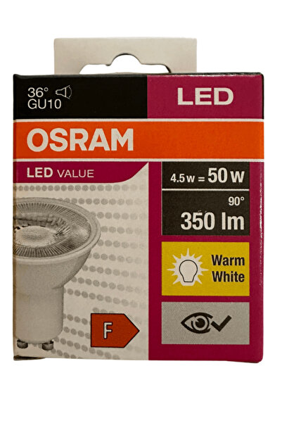 Osram 4.5W (50W) 3000K (Sarı Işık) GU10 Duylu Par16 Led Spot (8 Adet)