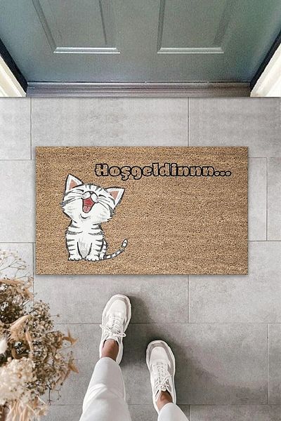 Pazarova Digital Printing Modern Welcome Themed Decorative Door Mat