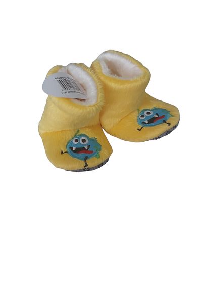 AY ONLİNE Unisex Yellow Blue Emoji Embroidered Slippers Home Boots First Step