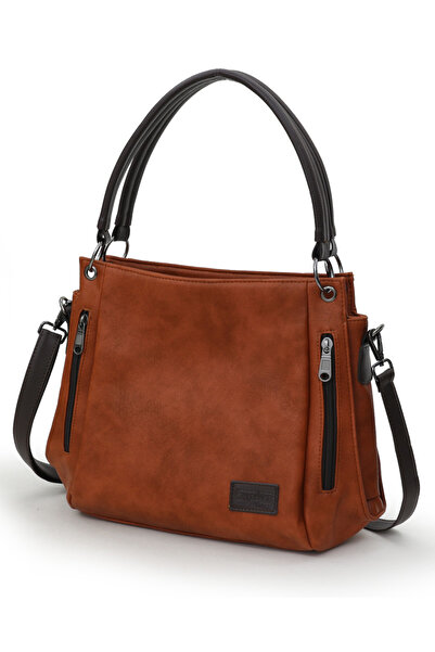 Cappadocia Vintage 3232 حقيبة كتف يومية من الجلد الصناعي ذات بلاط سموكي للنسا...