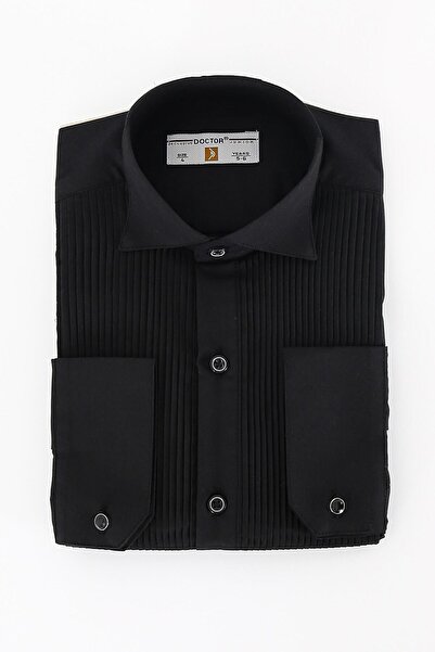 SIRRI Boy's Pleated Stand Collar Special Day Shirt