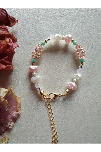 Fata Morgana Accessory Pink Grape Bead Bracelet with Baroque Pearls