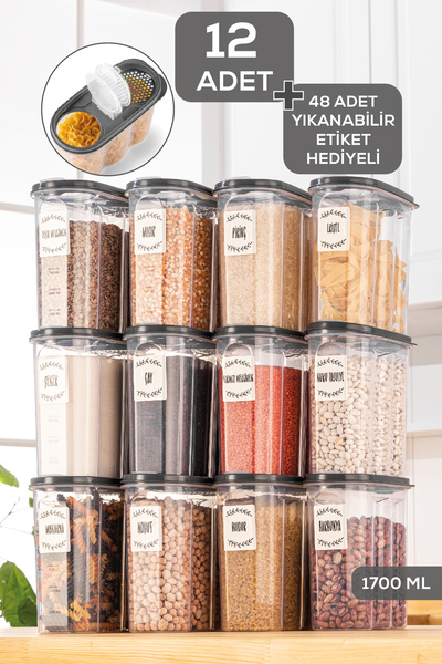 Herza House 12 x 1700 ml Oval Erzak Saklama Kabı