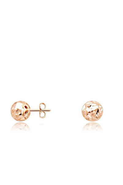 ARSLANTAŞ 1989 14 Ayar Altın Kalemli Rose Top Küpe 0,50gr 6mm