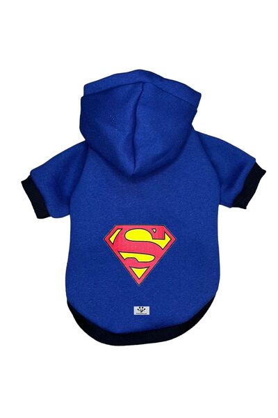 PetiliDünya Superman Hooded Fleece Sweatshirt Dog And Cat Outfit & Dress