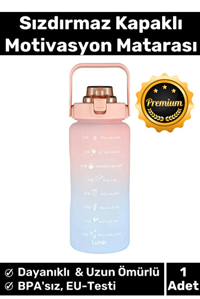 Carlburn Premium Çift Renk Ölçü Baskılı Sızdırmaz Akmaz Motivasyon Matara Sul...