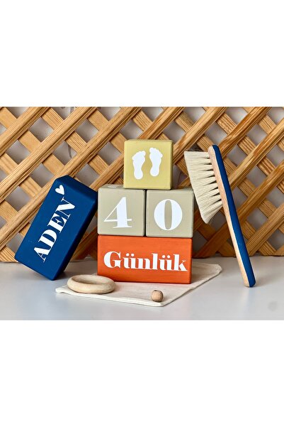 mogokids Renkli Anne Bebek Anı Küpü set ,İsimli Bebek Saç Fırçası seti dekor ...