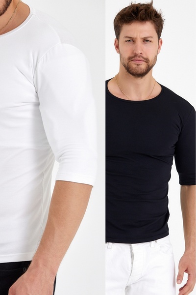 BABBOSS Tricou Gross din 2 care arată mușchi și volum Culoare alb-negru