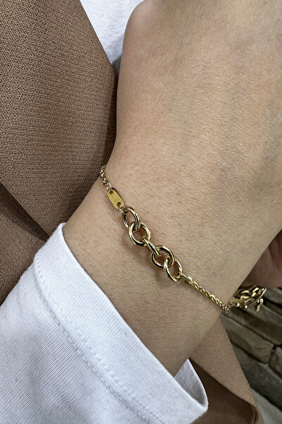 ŞAMLI ERDOĞAN 14 Ayar Altın İtalyan Kenetli Halka Detay Zincir Bileklik