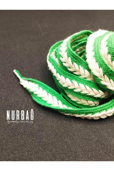 NURBAĞ DOKUMA Sports Shoes Green Cream Braided Laces 120 Cm 1 Pair Xz00045