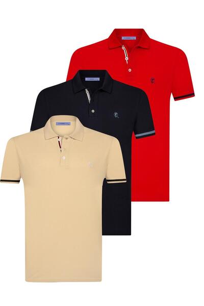 Best Buddies قميص بولو رجالي من Menderes بلون القهوة البحرية والأزرق الداكن و...