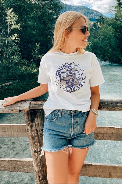 ADA BEBEK ÇOCUK Savage Wolwes Style Printed 100% βαμβακερό γυναικείο μπλουζάκι με λαιμόκοψη