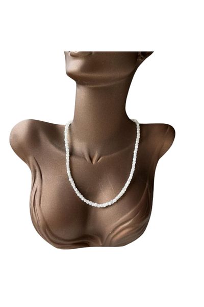 Gepstone قلادة من الحجر الطبيعي بتصميم مكعب من حجر القمر 43 سم