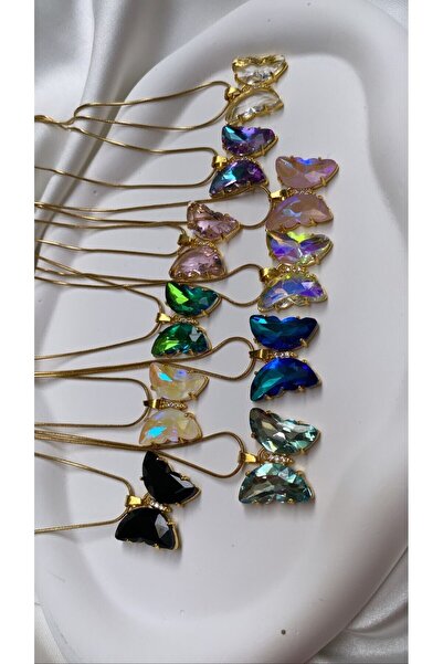 Accessories Hologramlı Çelik Gold Renk Kelebek Kolye