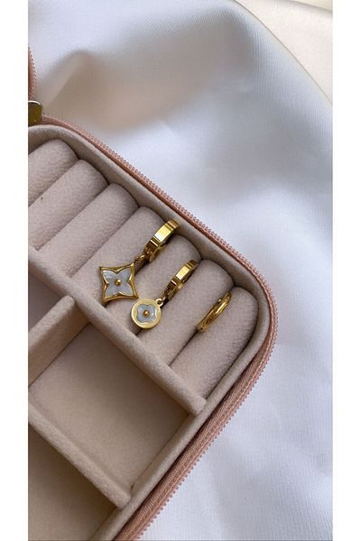 Accessories مجموعة من 3 أقراط بلون ذهبي من الفولاذ