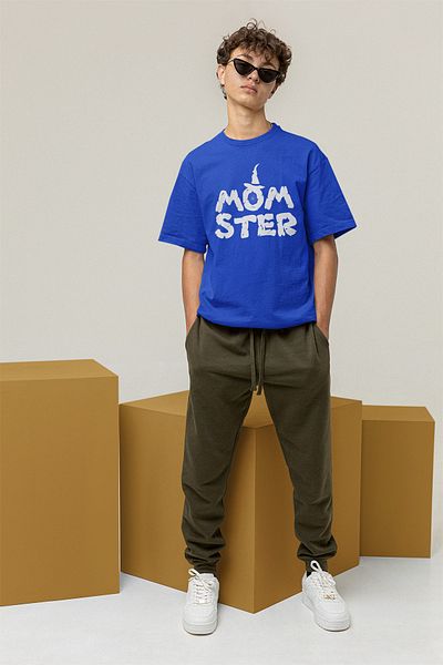 ADA BEBEK ÇOCUK Ανδρικό μπλουζάκι Oversize - 100% βαμβάκι, Crew Neck, Mom Ster Printed