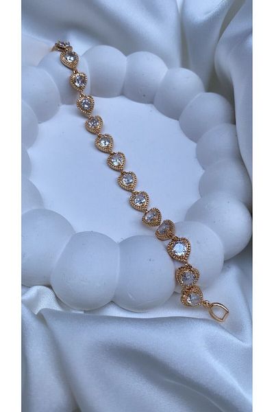Accessories سوار من الفولاذ على شكل قلب ذهبي اللون