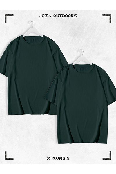 Joza Outdoors Γυναικεία Ανδρικά Unisex Lover Couple Συνδυασμός Βαμβακερό Oversize Πολύχρωμο καλοκαιρινό μπλουζάκι χωρίς στάμπα Σετ 2 τεμαχίων