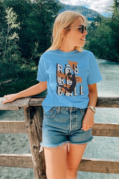 ADA BEBEK ÇOCUK Tricou supradimensionat pentru femei, cu gât crew, 100% bumbac, imprimat pentru baschet
