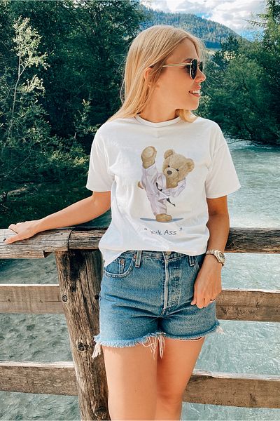 ADA BEBEK ÇOCUK Γυναικείο μπλουζάκι με λαιμόκοψη 100% βαμβακερό εμπριμέ με στάμπα