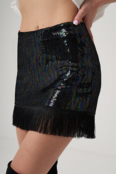 SAINT ONES St. Ones Payetli Püsküllü Mini Etek