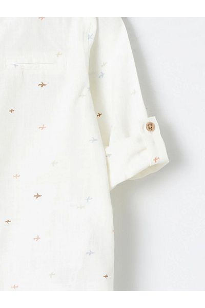 LC Waikiki LCW baby Hakim Collar Long Sleeve Patterned Baby Boy Shirt